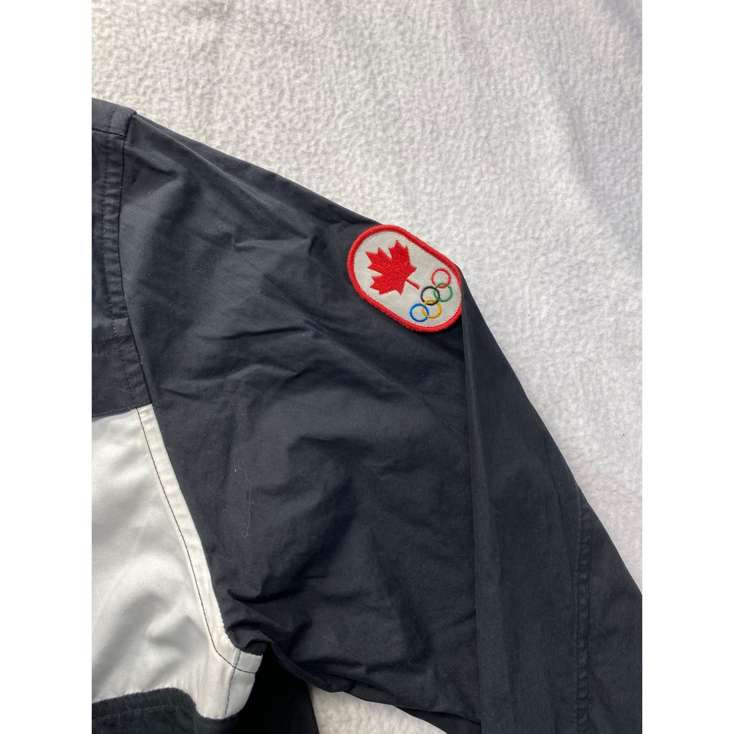 Canada Olympic Team Jacket Black & White Mens XL Windbreaker #7036