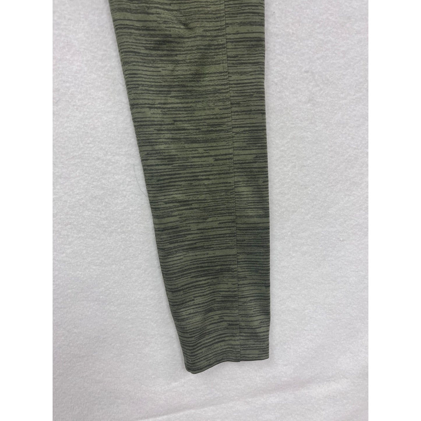 Alpine Design Womens Medium Green Striped Leggings With Zipper Pockets #6553