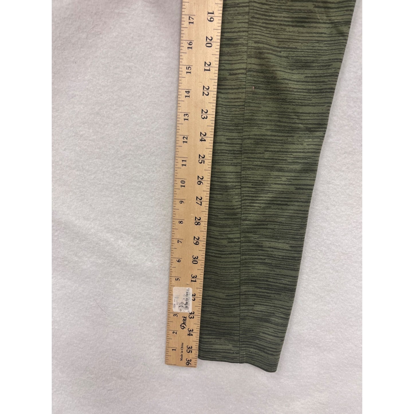 Alpine Design Womens Medium Green Striped Leggings With Zipper Pockets #6553