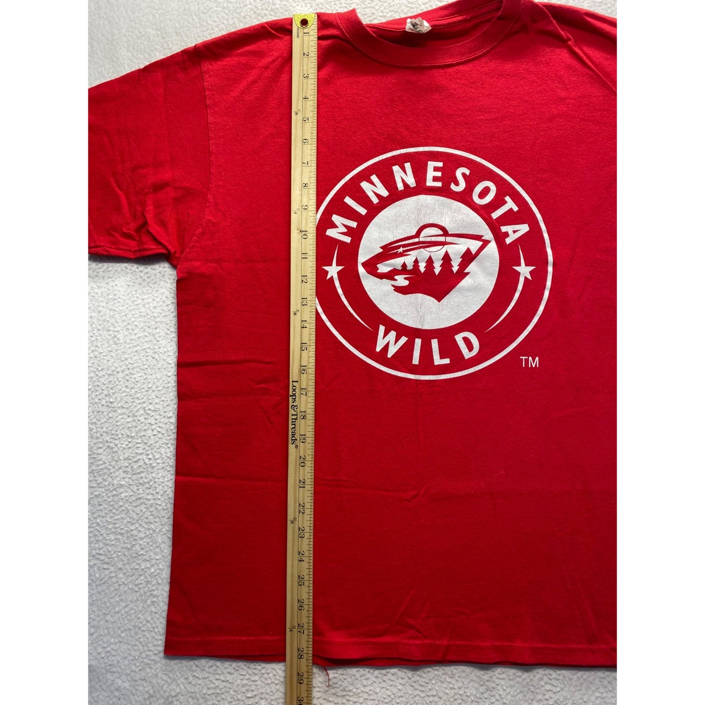 Minnesota Wild Red T-Shirt Anvil XL 100% Cotton Fox Sports North Logo #7153