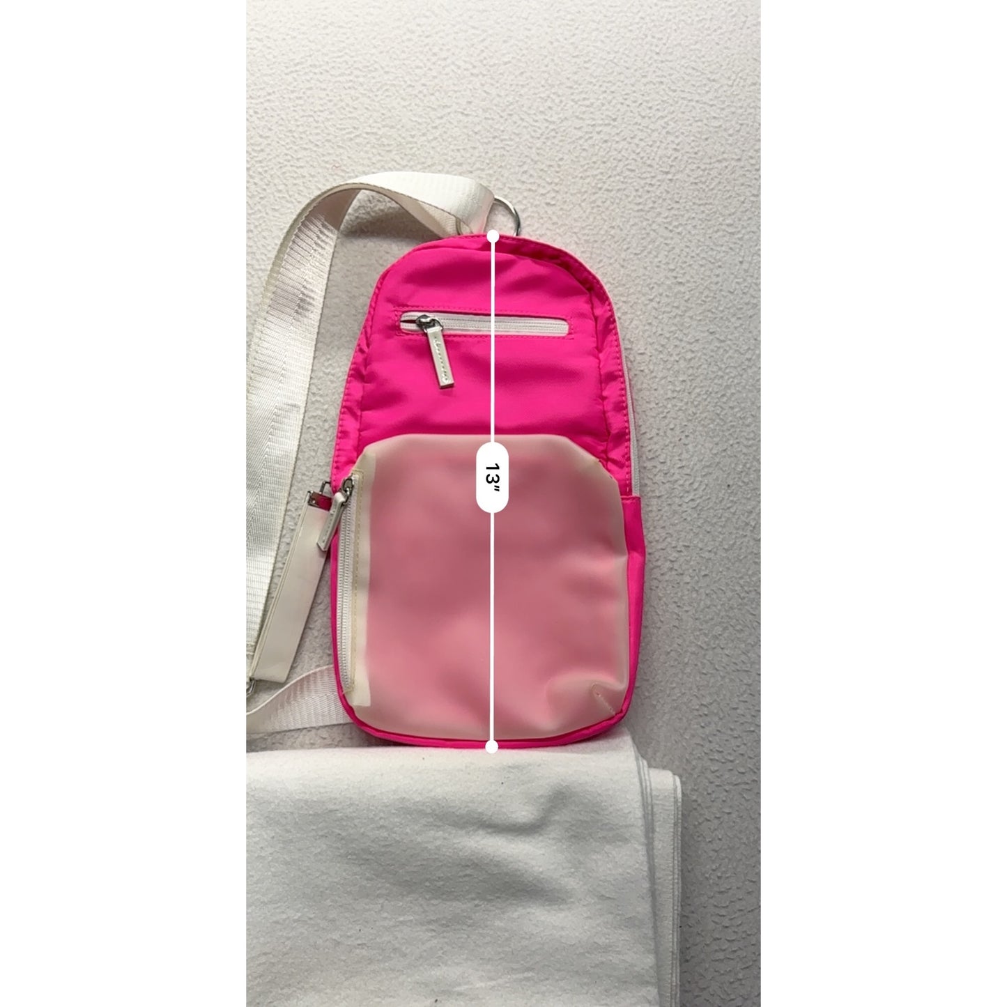 Pink Sling Bag With White Adjustable Strap #7674