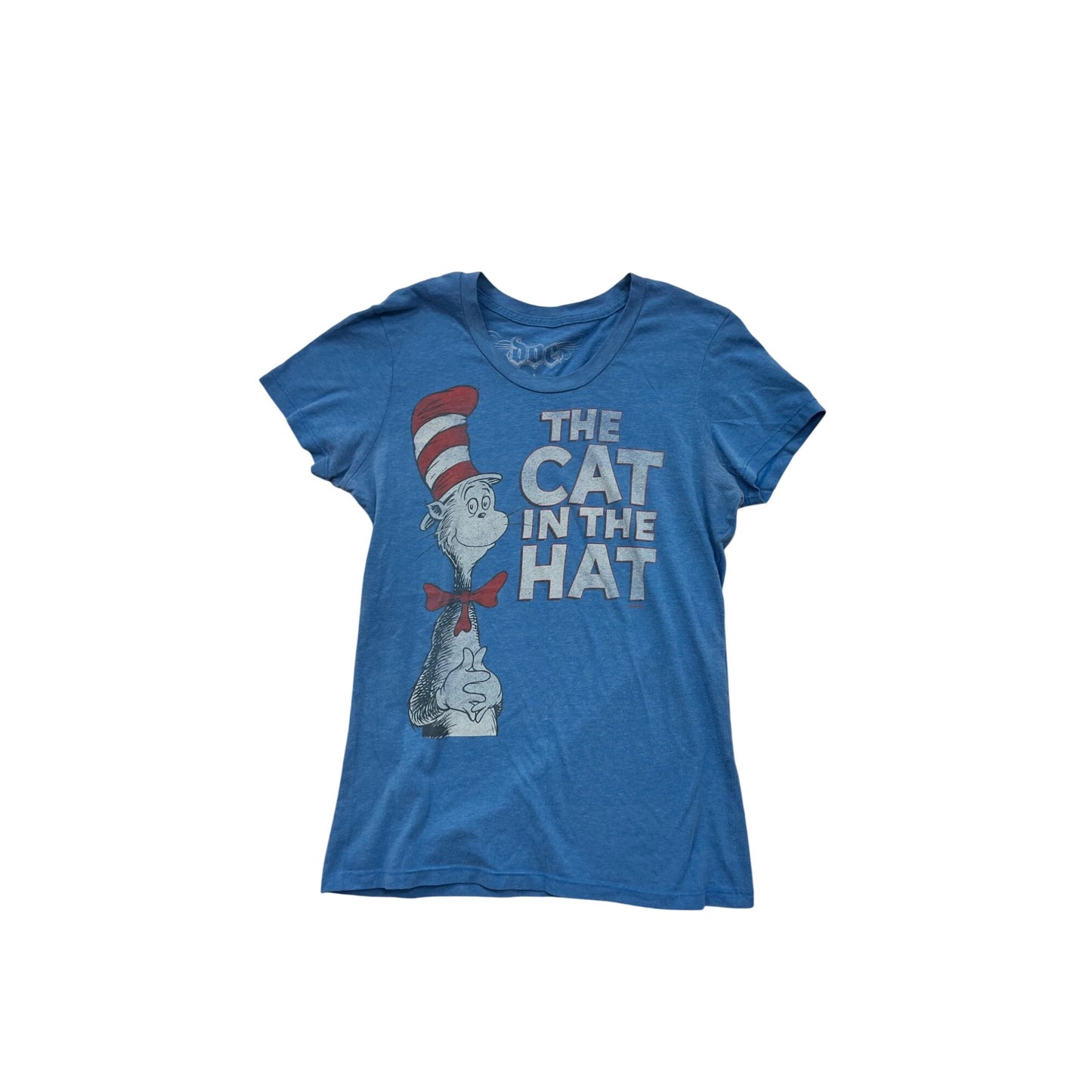 Dr. Seuss The Cat In The Hat Womens Blue Graphic T-Shirt Large #8196