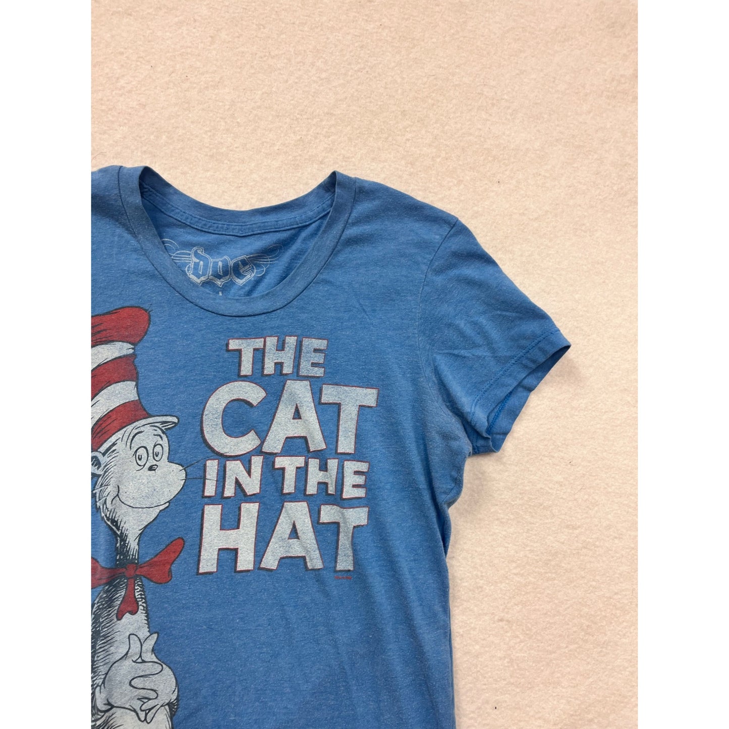 Dr. Seuss The Cat In The Hat Womens Blue Graphic T-Shirt Large #8196
