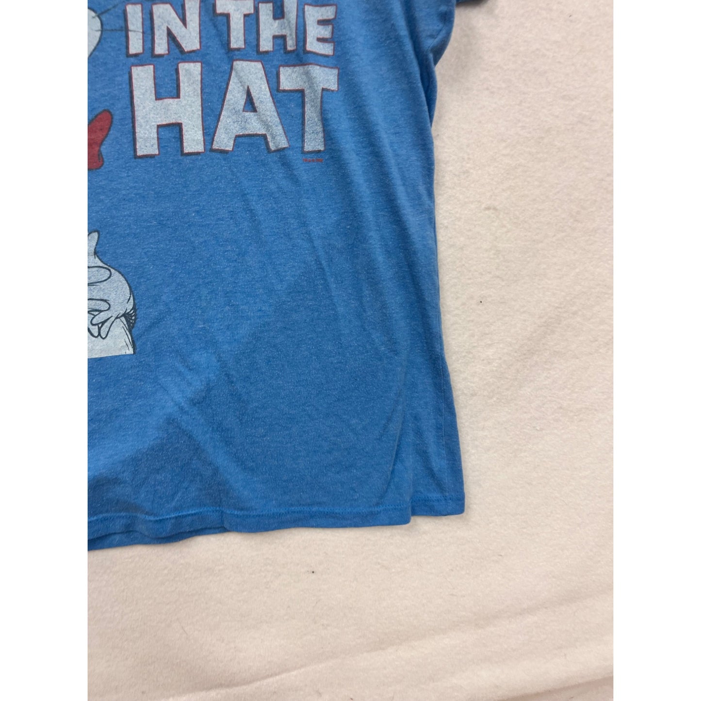 Dr. Seuss The Cat In The Hat Womens Blue Graphic T-Shirt Large #8196