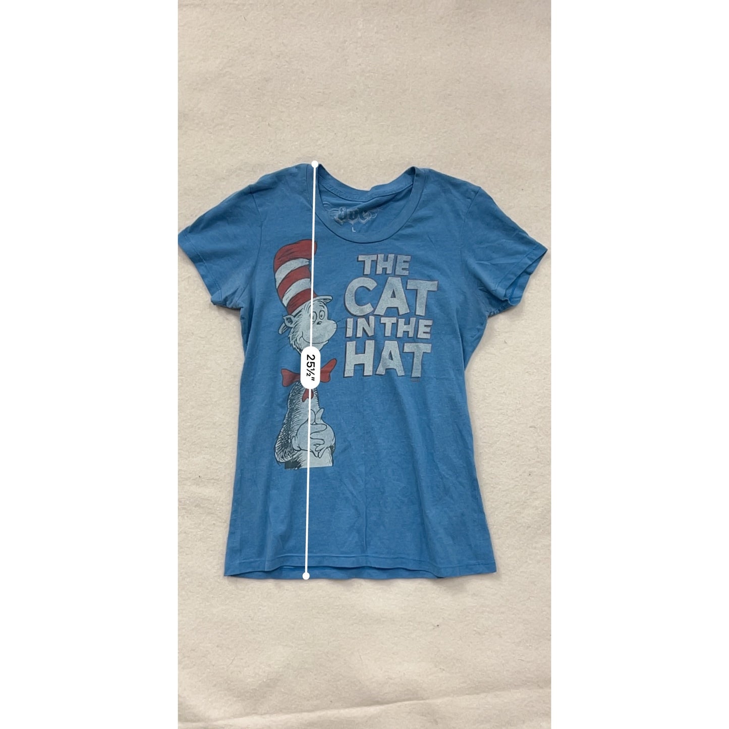 Dr. Seuss The Cat In The Hat Womens Blue Graphic T-Shirt Large #8196