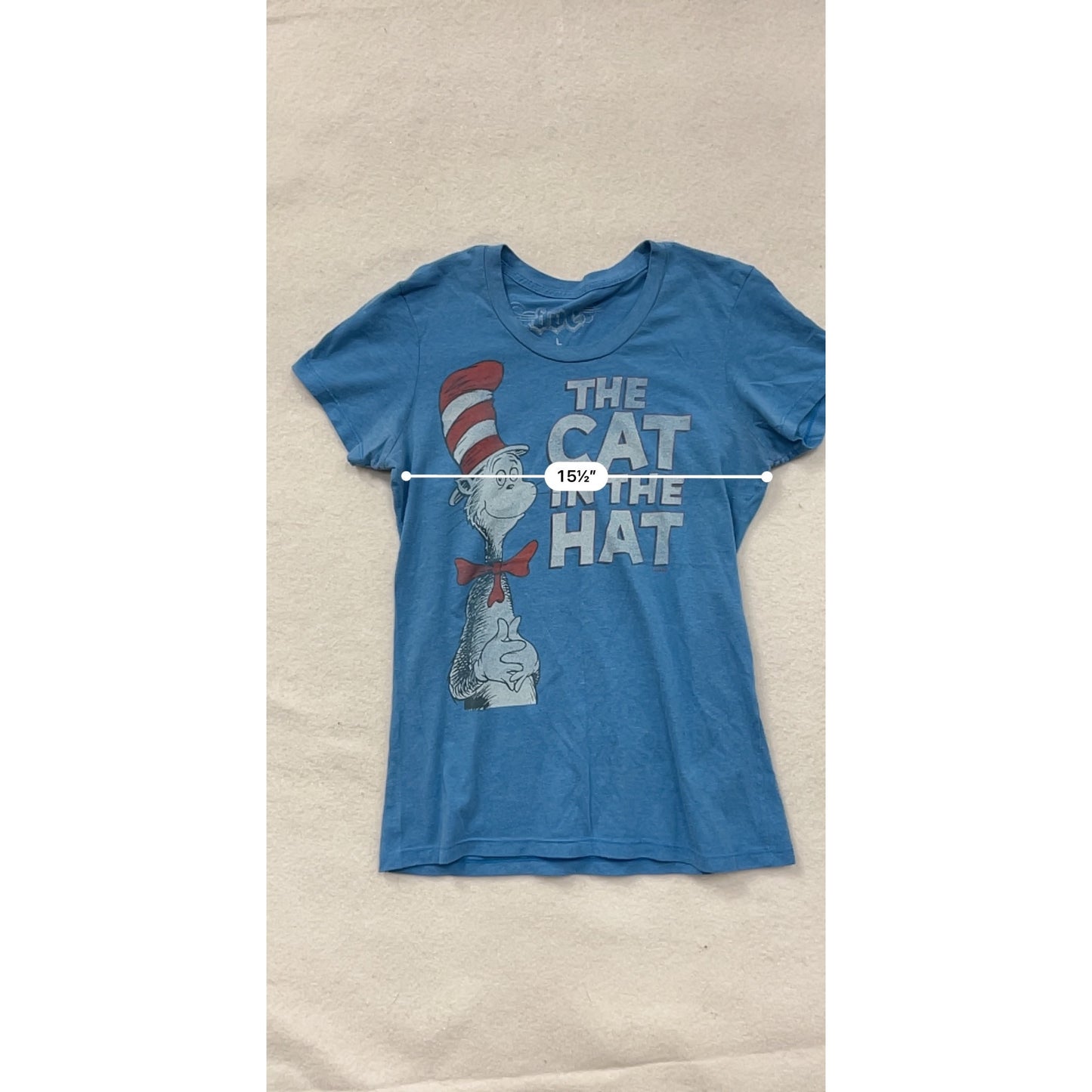 Dr. Seuss The Cat In The Hat Womens Blue Graphic T-Shirt Large #8196