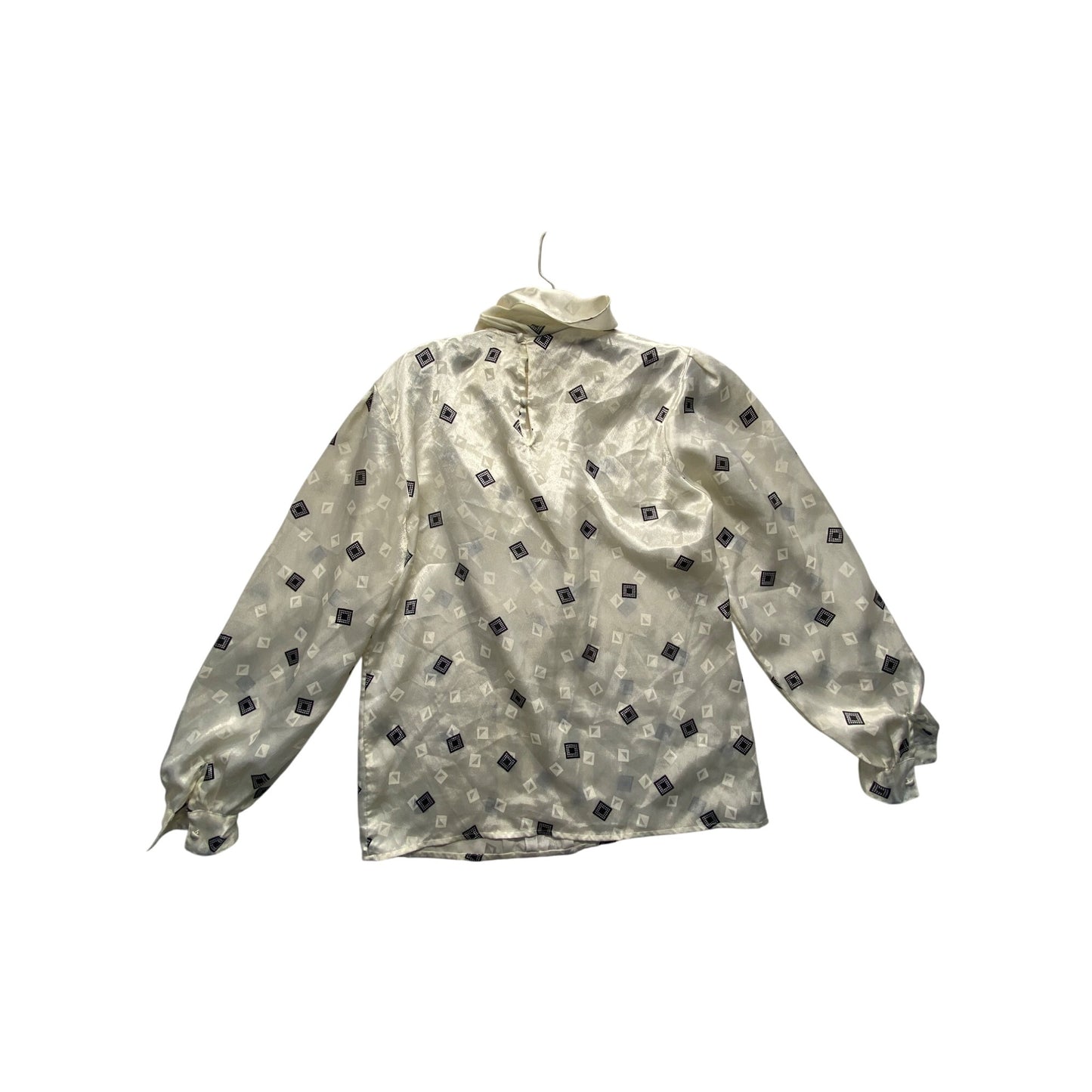 Michelle Stuart Vintage Ivory Blouse With Black Geometric Print #7106