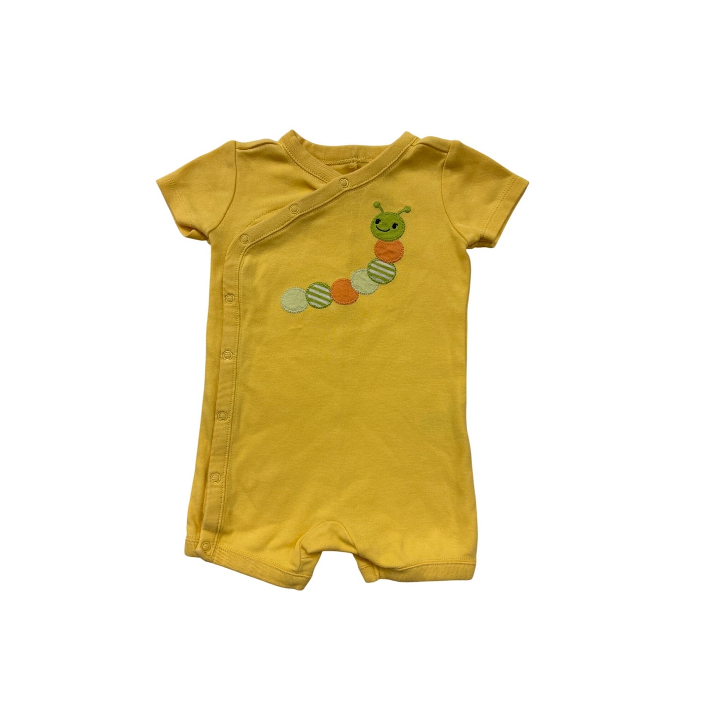 Gymboree Baby Yellow Romper Caterpillar Design Snap Closure 100% Cotton Short Sleeve 3-6month #6975