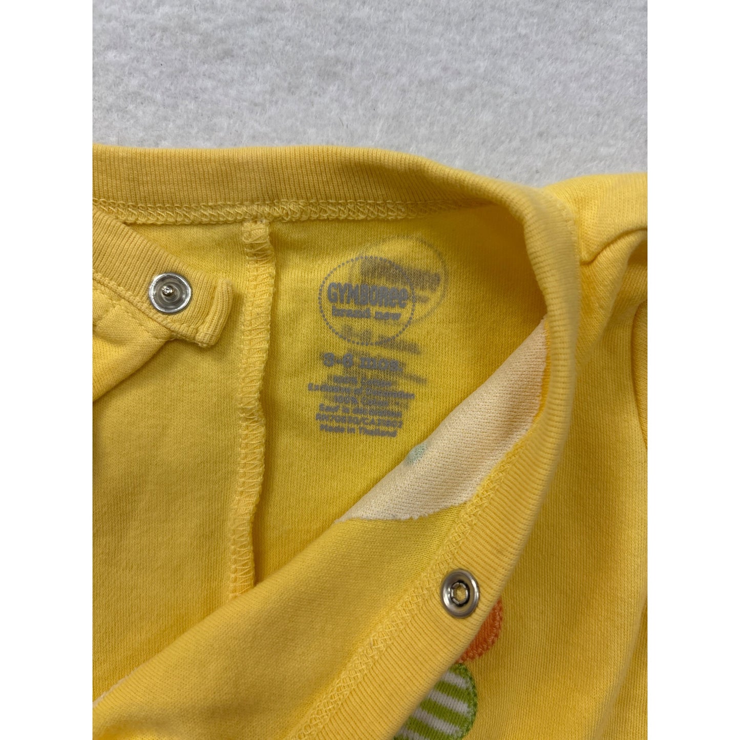Gymboree Baby Yellow Romper Caterpillar Design Snap Closure 100% Cotton Short Sleeve 3-6month #6975