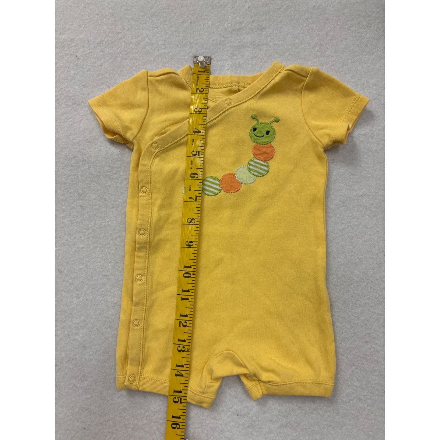 Gymboree Baby Yellow Romper Caterpillar Design Snap Closure 100% Cotton Short Sleeve 3-6month #6975