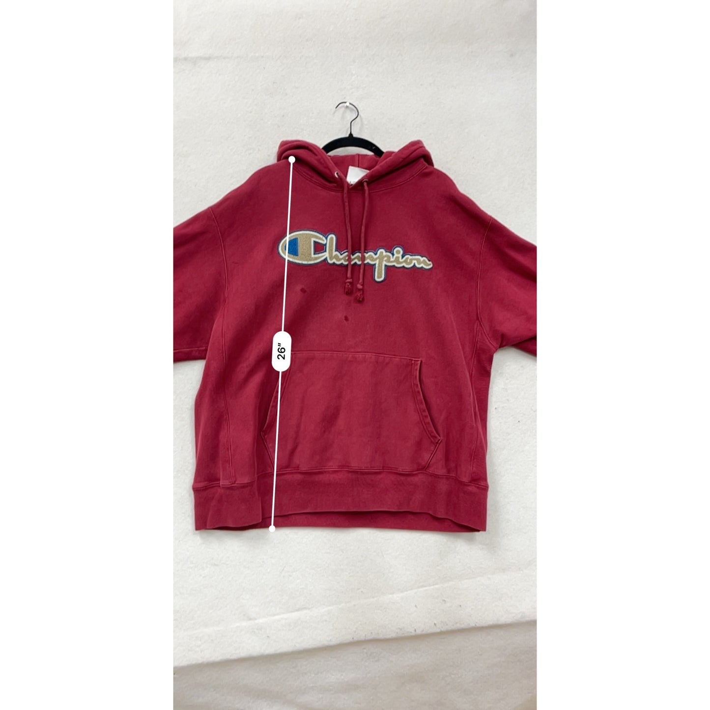 Champion Mens Red Reverse Weave Hoodie XL #77A