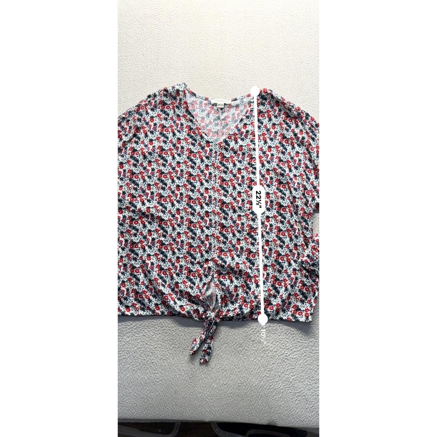 Beachlunchlounge Floral V-Neck Tie-Front Blouse XS 242B
