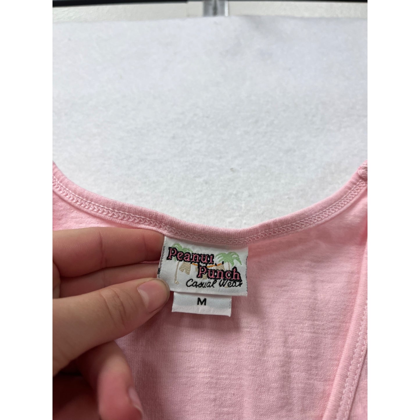 Peanut Punch Womens Pink Asymmetrical Hem Dress Featuring Floral Patch Graphic V-Neck Short Sleeves Size M #6918