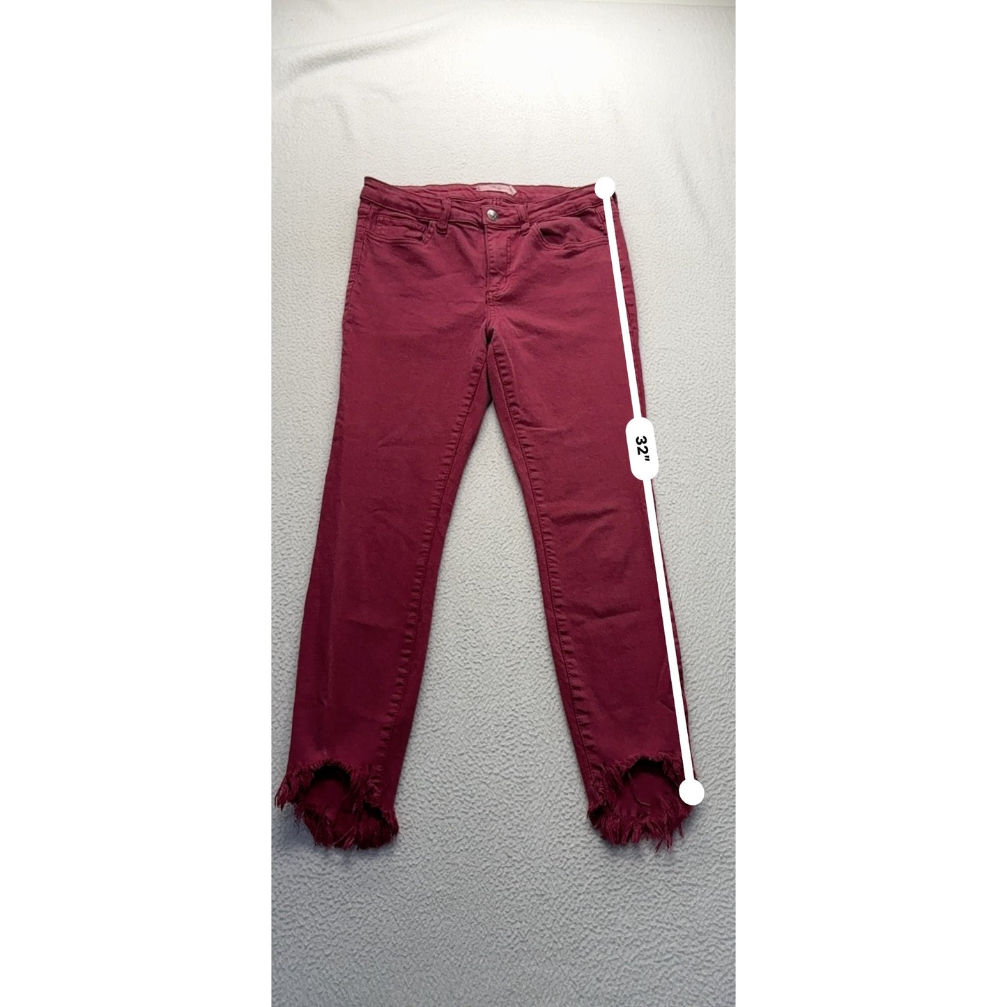 Cello Frayed Hem Jeans Size 7 Cotton/Rayon Red #7932