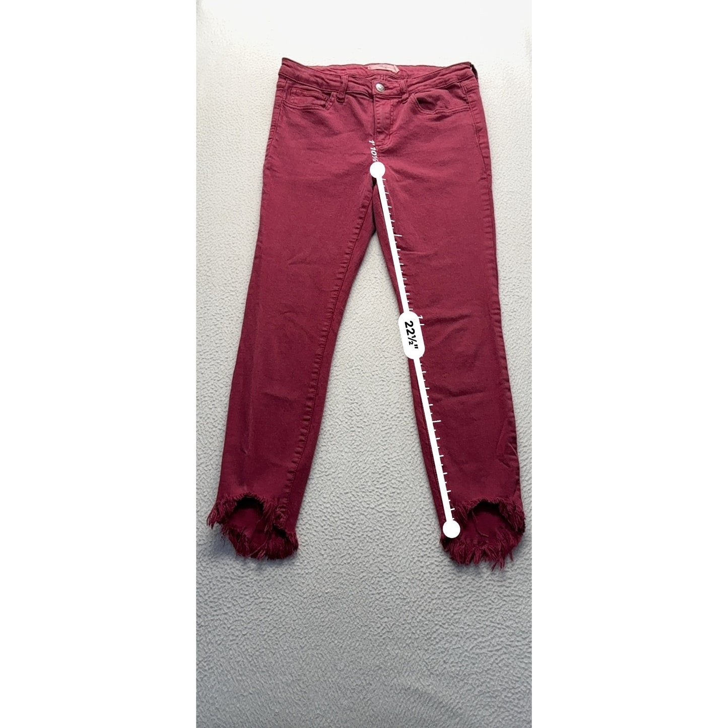Cello Frayed Hem Jeans Size 7 Cotton/Rayon Red #7932