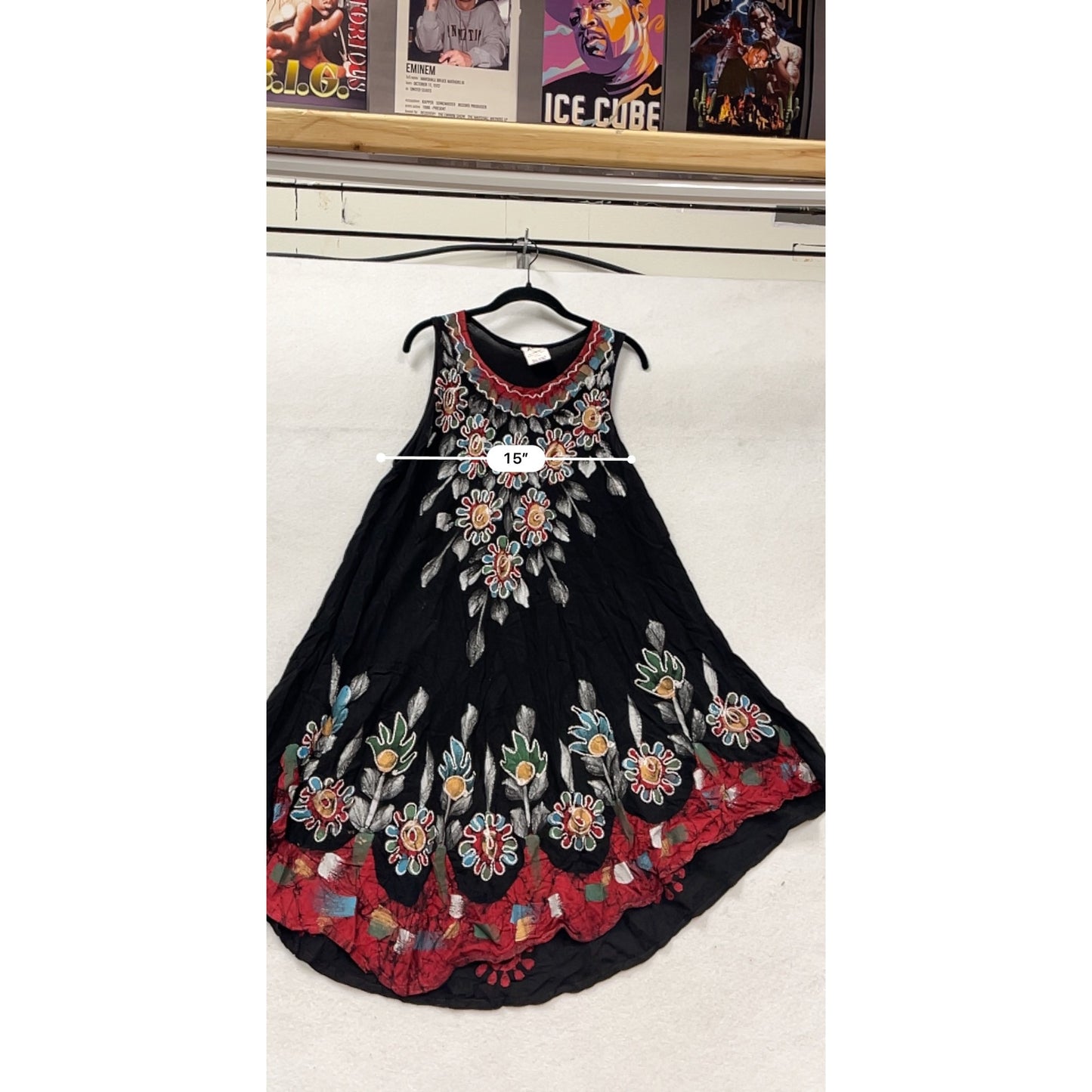 Asha Womens Embroidered Black Sleeveless Dress Free Size #413A