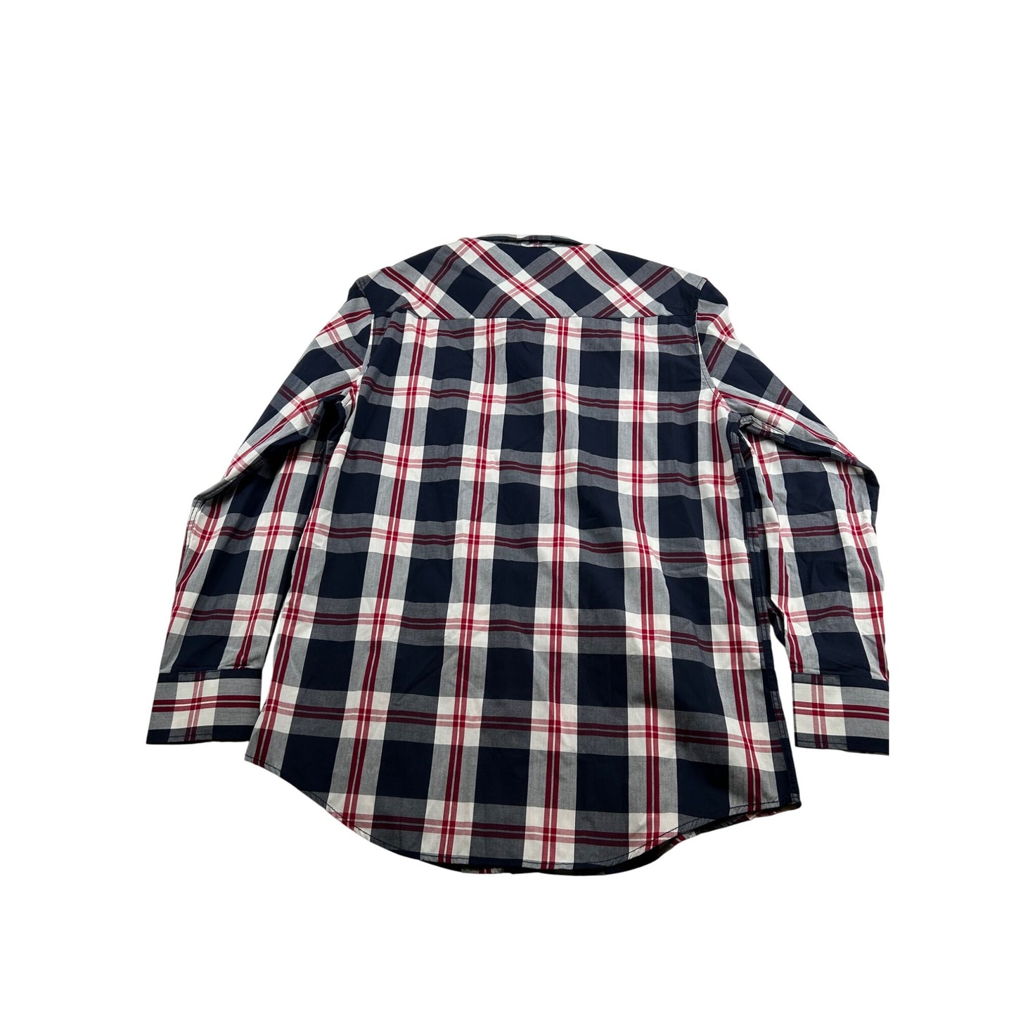 Mens Coastal Plaid Button-Down Shirt Red/Blue/White Long Sleeve #6656