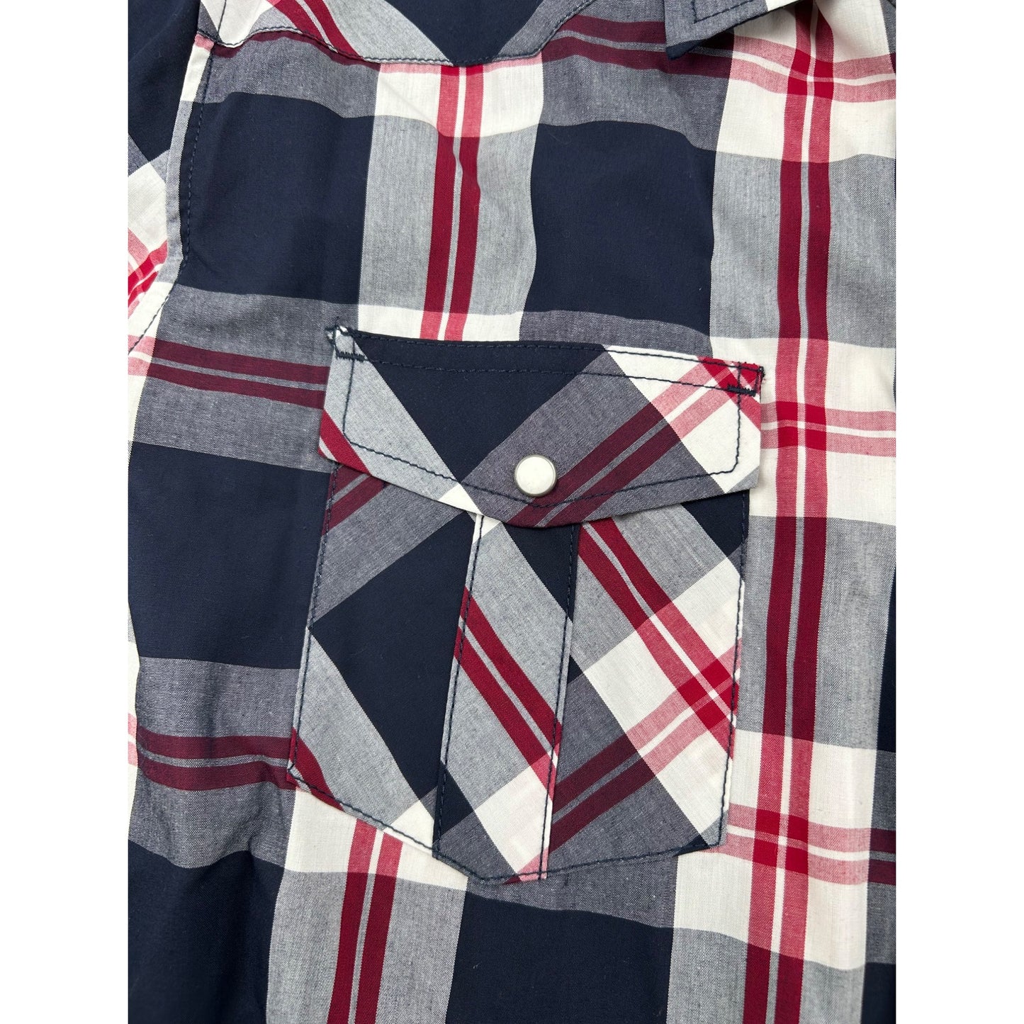 Mens Coastal Plaid Button-Down Shirt Red/Blue/White Long Sleeve #6656