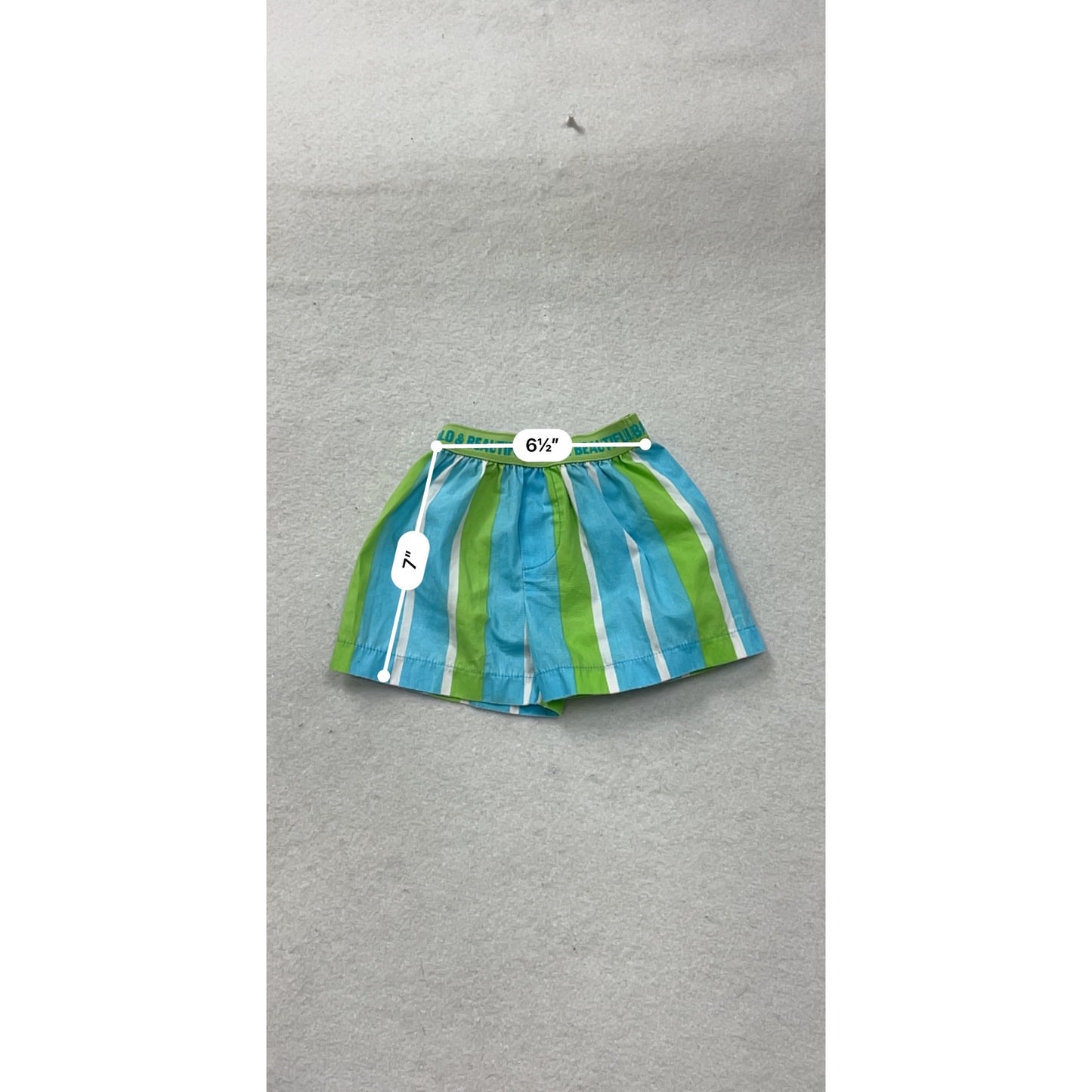 Mud Pie Baby Shorts Blue & Green Striped Cotton/Poly Blend #6997