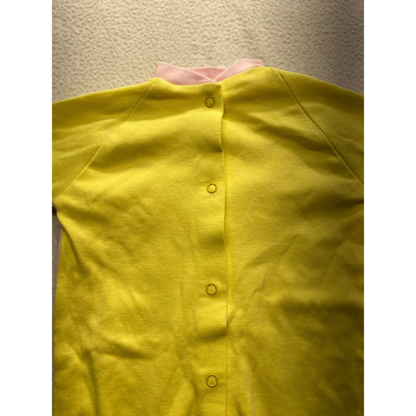 Vintage Yellow & Pink Baby Sleeper Pajamas With Snap Closures #7179