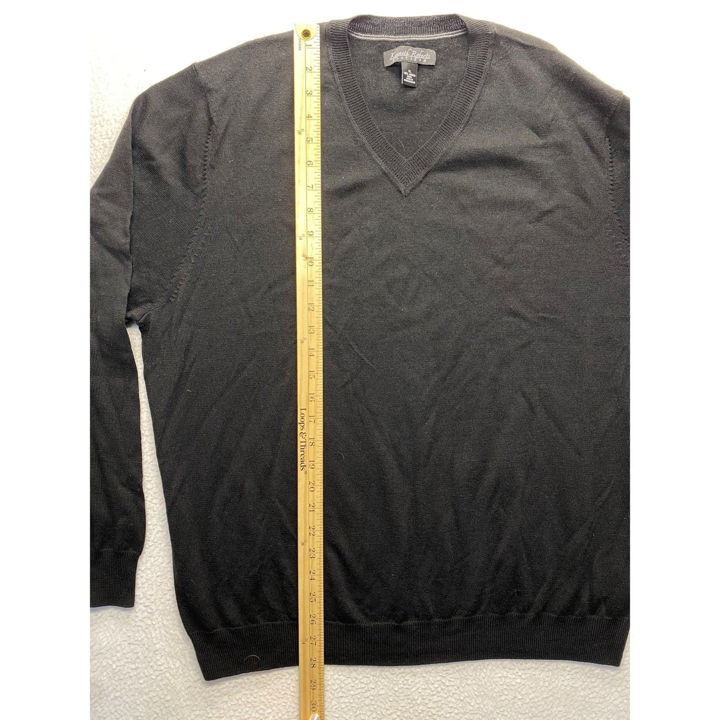 Kenneth Roberts Platinum V-Neck Sweater XL 100% Merino Wool #7192
