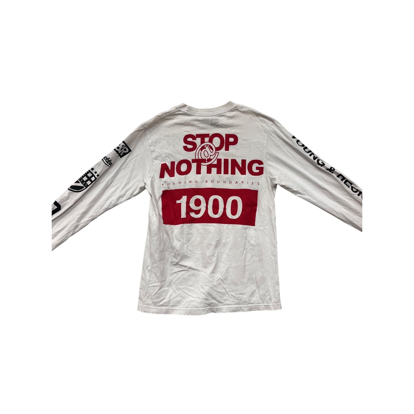 Young & Reckless White Graphic Long Sleeve T-Shirt Mens Small #8274