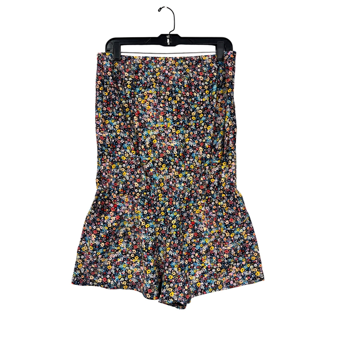 Large Floral Womens Swim Romper With Multicolor Pattern #6487