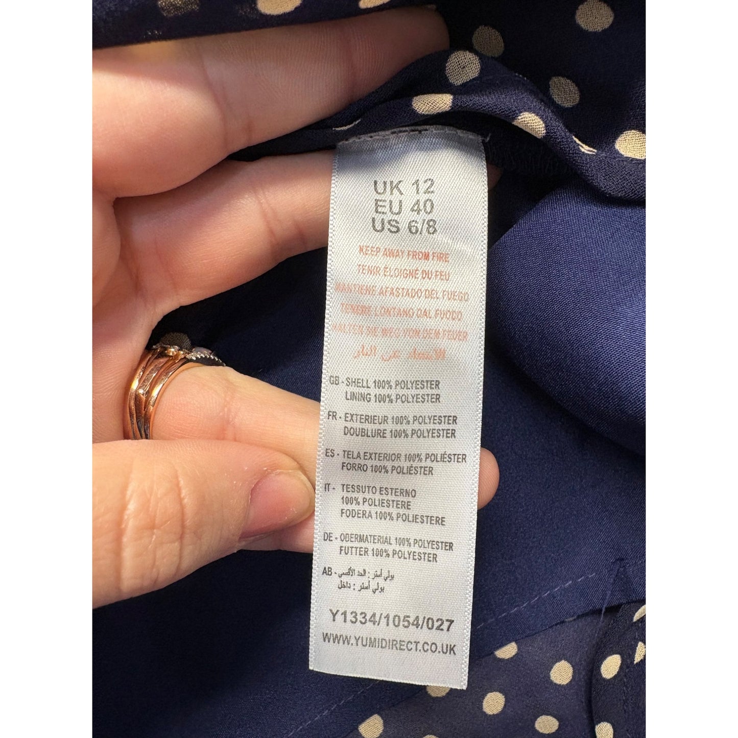 Yumi Polka Dot Wrap Dress Navy With Lace Detail #7545