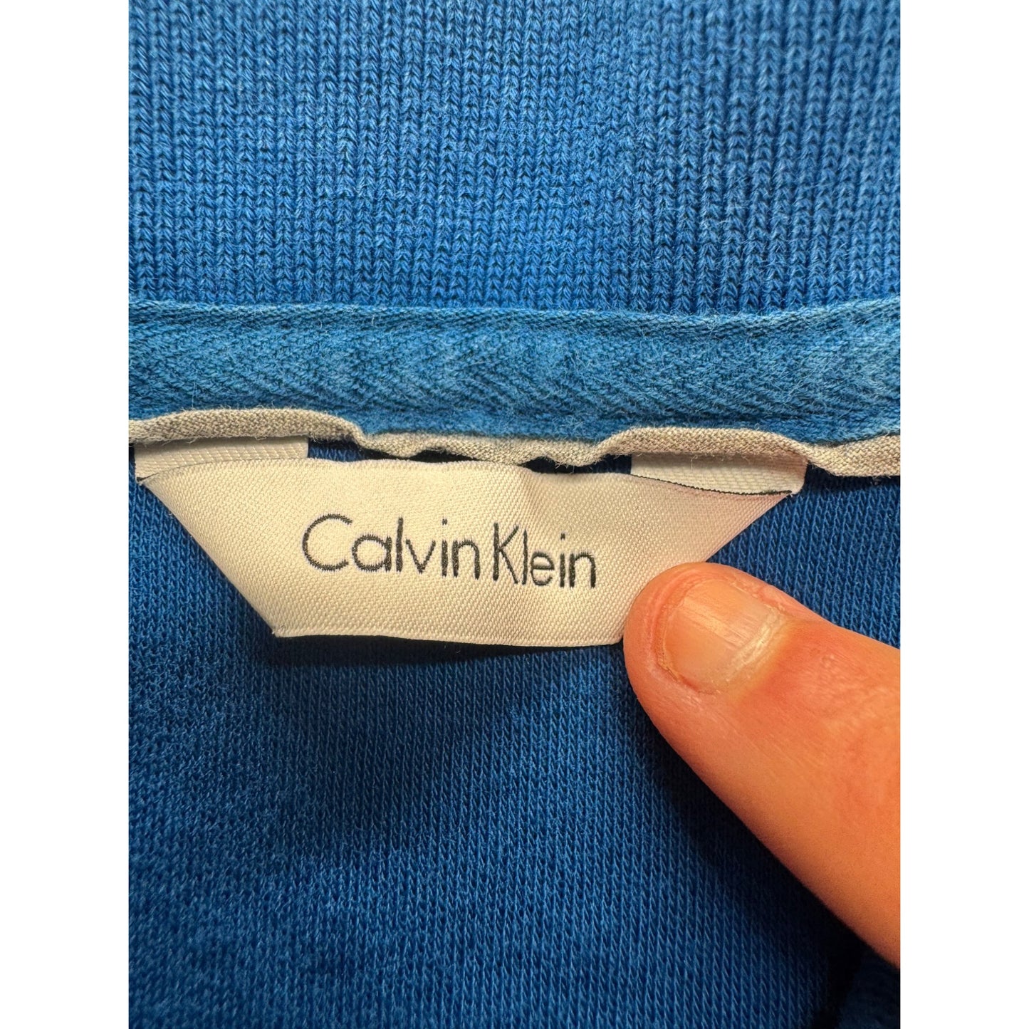 Calvin Klein Mens Polo Shirt Blue Cotton Size M #7879