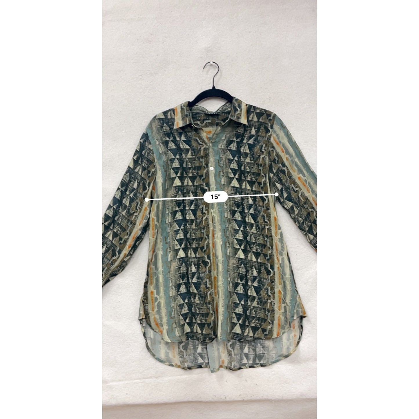 APNY Geometric Print Button-Down Shirt Small #8724