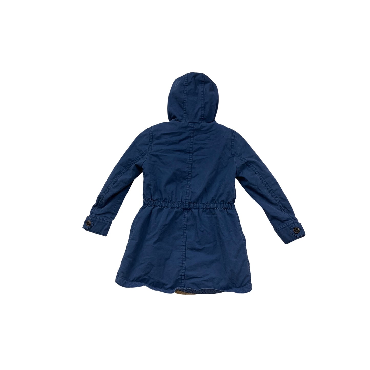 GapKids Blue Hooded Button-Front Coat W/ Faux Fur Lining For Girls Size M #6875