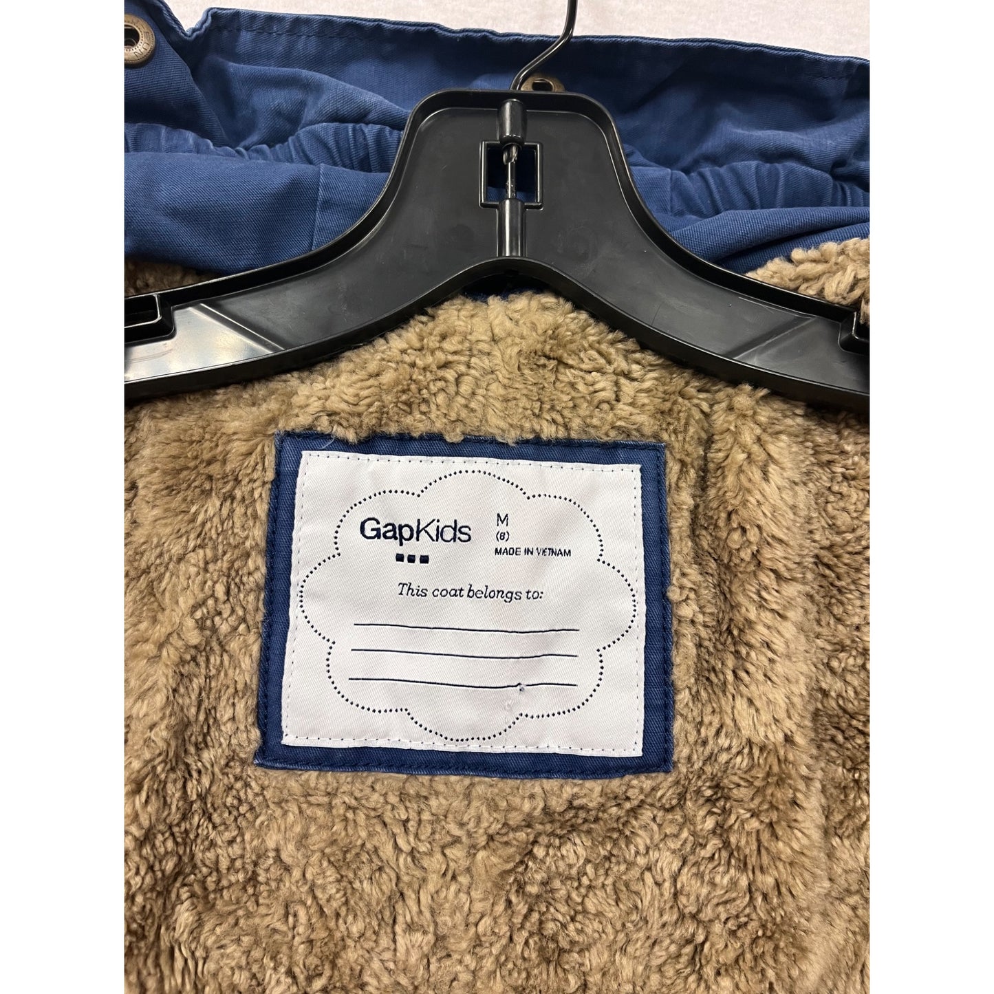 GapKids Blue Hooded Button-Front Coat W/ Faux Fur Lining For Girls Size M #6875