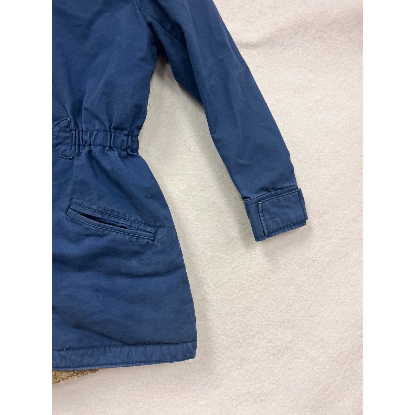 GapKids Blue Hooded Button-Front Coat W/ Faux Fur Lining For Girls Size M #6875