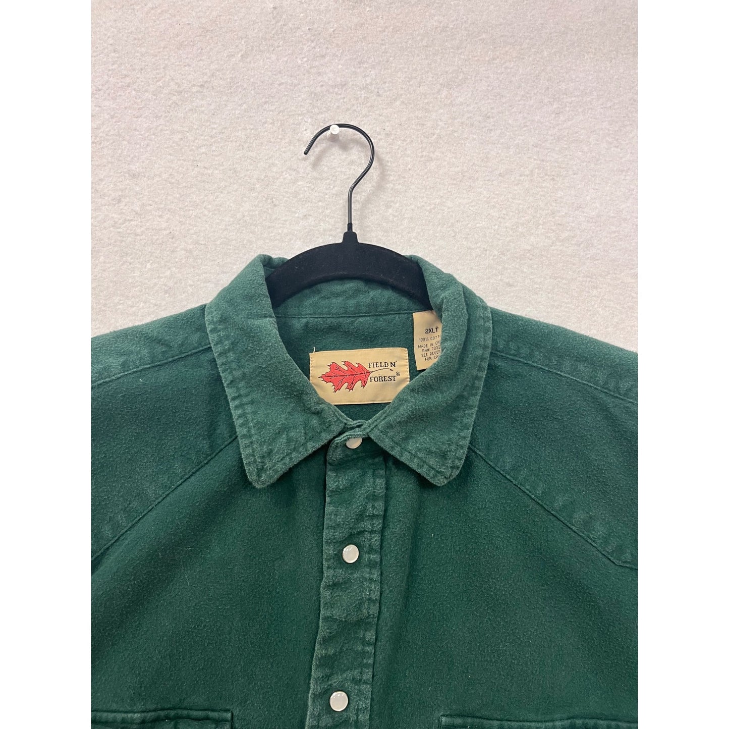 Vintage Mens Green Button-Up Long Sleeve Western Shirt 2XLT 100% Cotton #8143