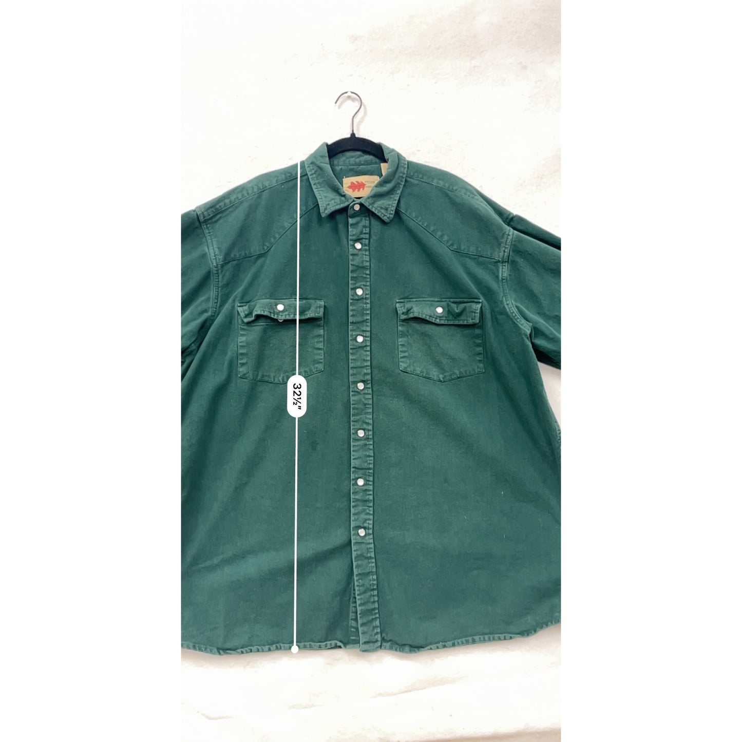 Vintage Mens Green Button-Up Long Sleeve Western Shirt 2XLT 100% Cotton #8143