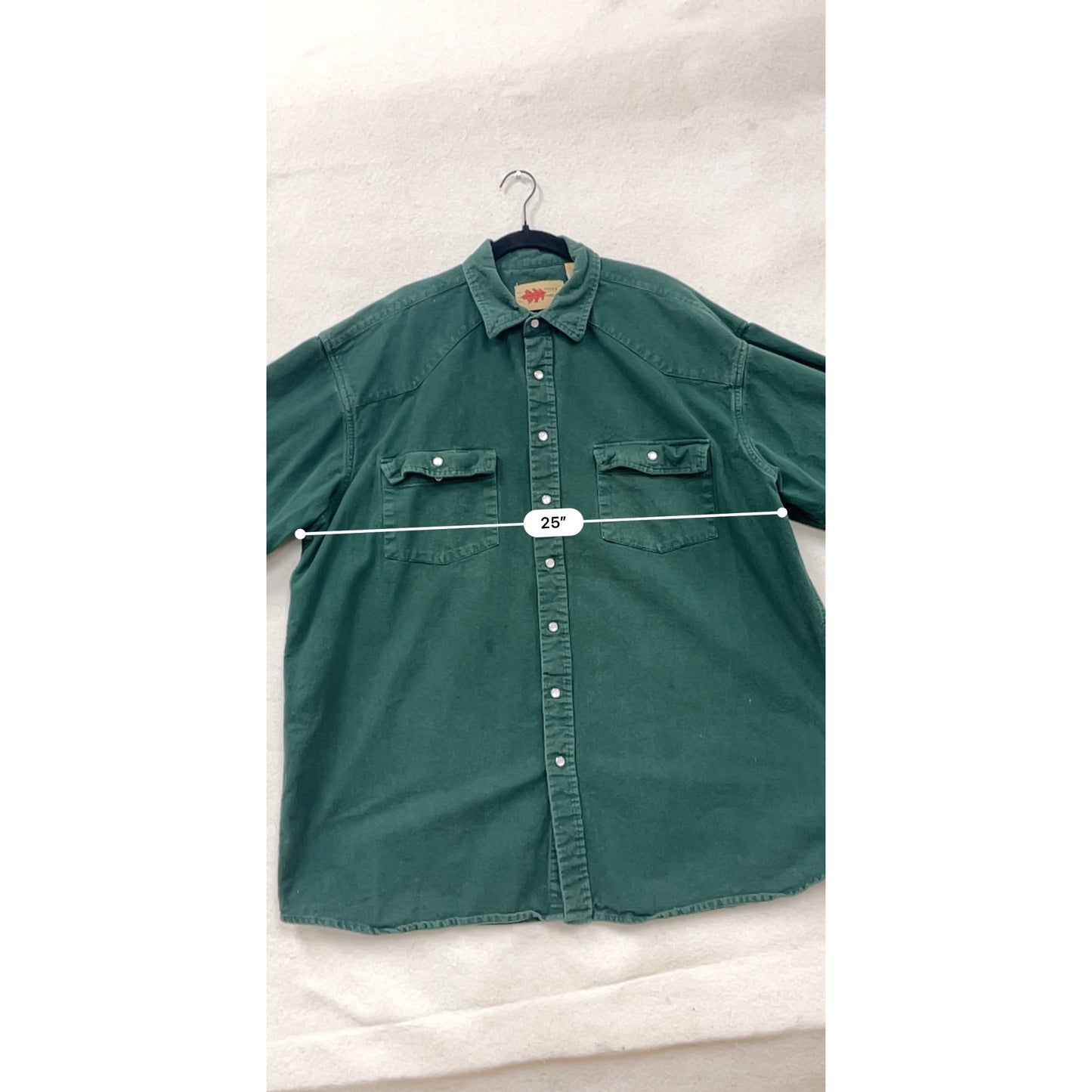 Vintage Mens Green Button-Up Long Sleeve Western Shirt 2XLT 100% Cotton #8143