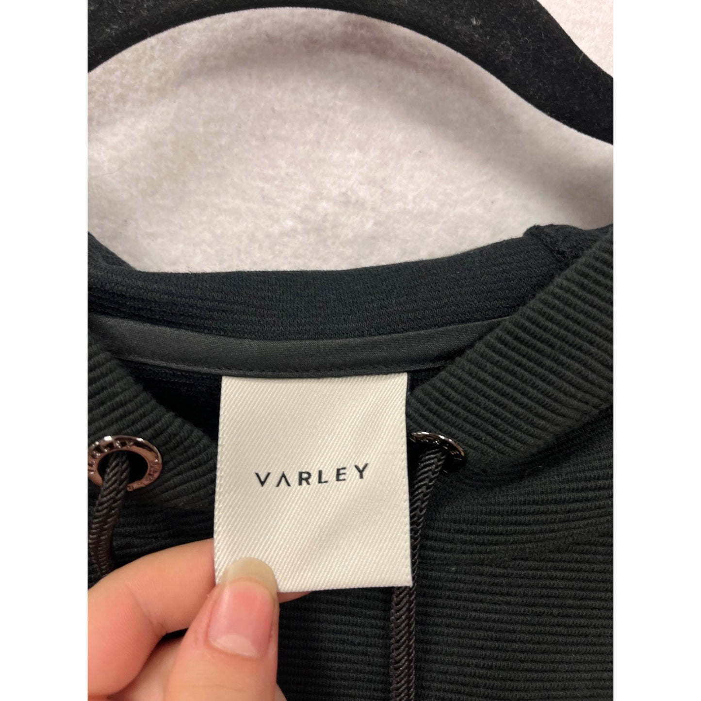 Varley Sleeveless Black Ribbed Hoodie M #762A