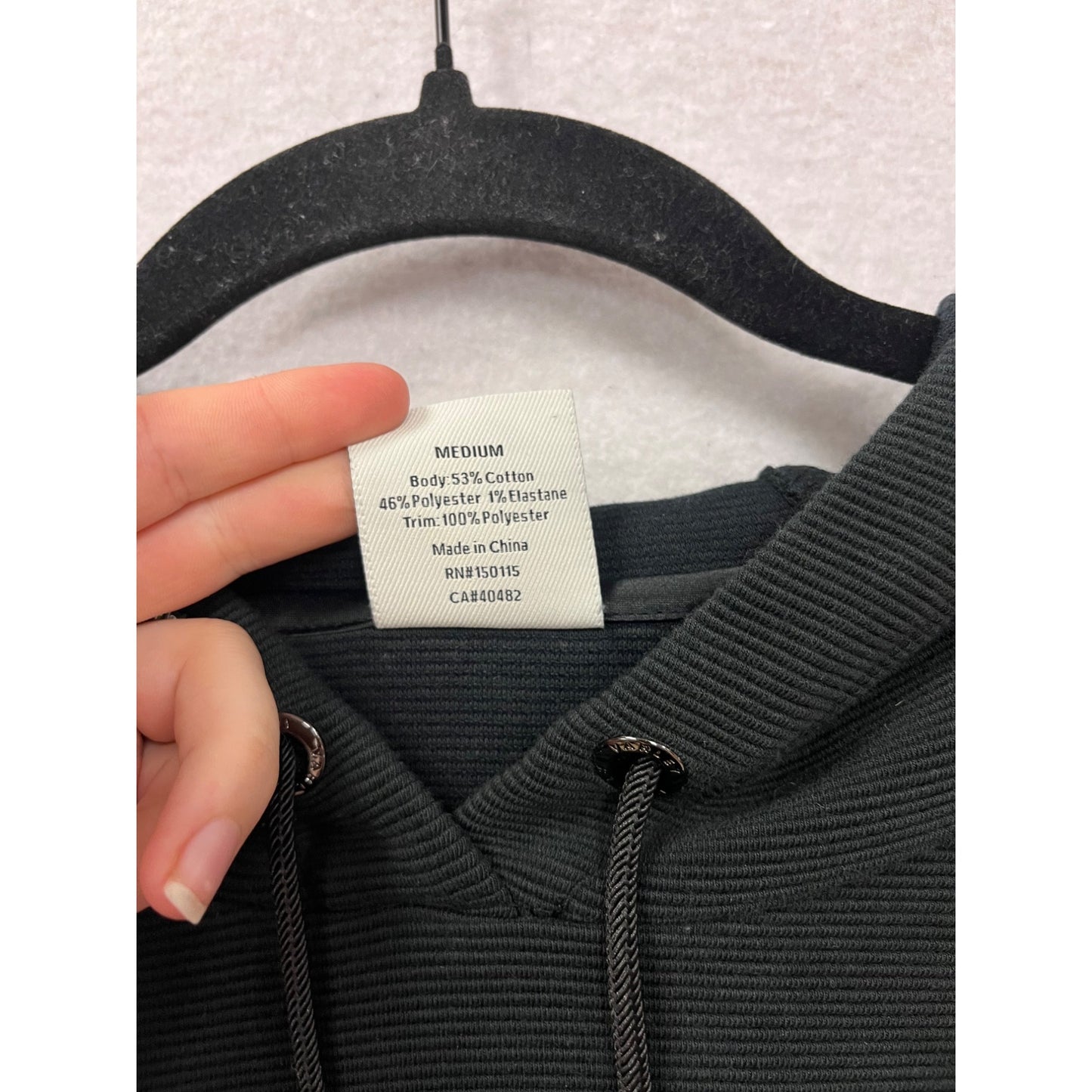 Varley Sleeveless Black Ribbed Hoodie M #762A