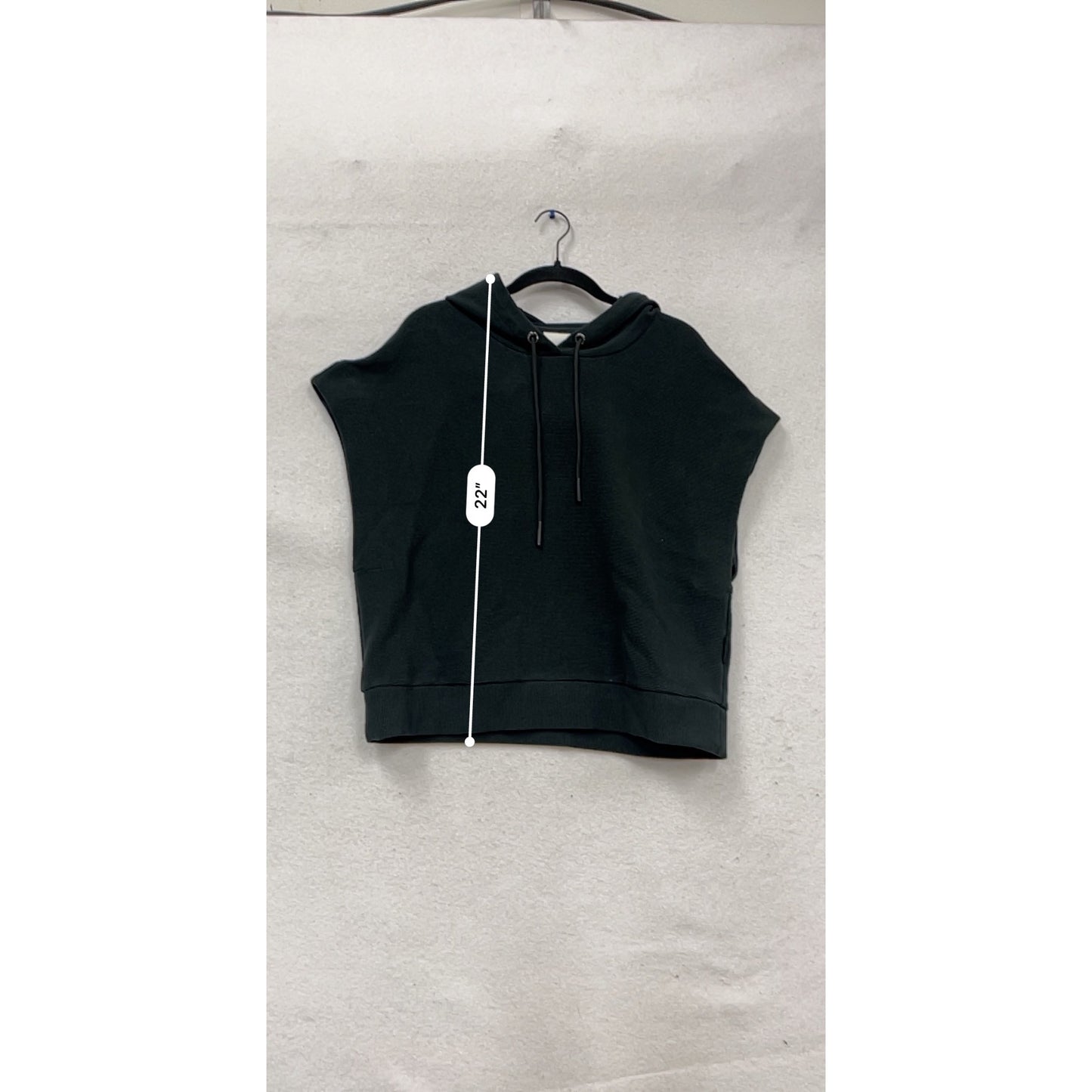 Varley Sleeveless Black Ribbed Hoodie M #762A