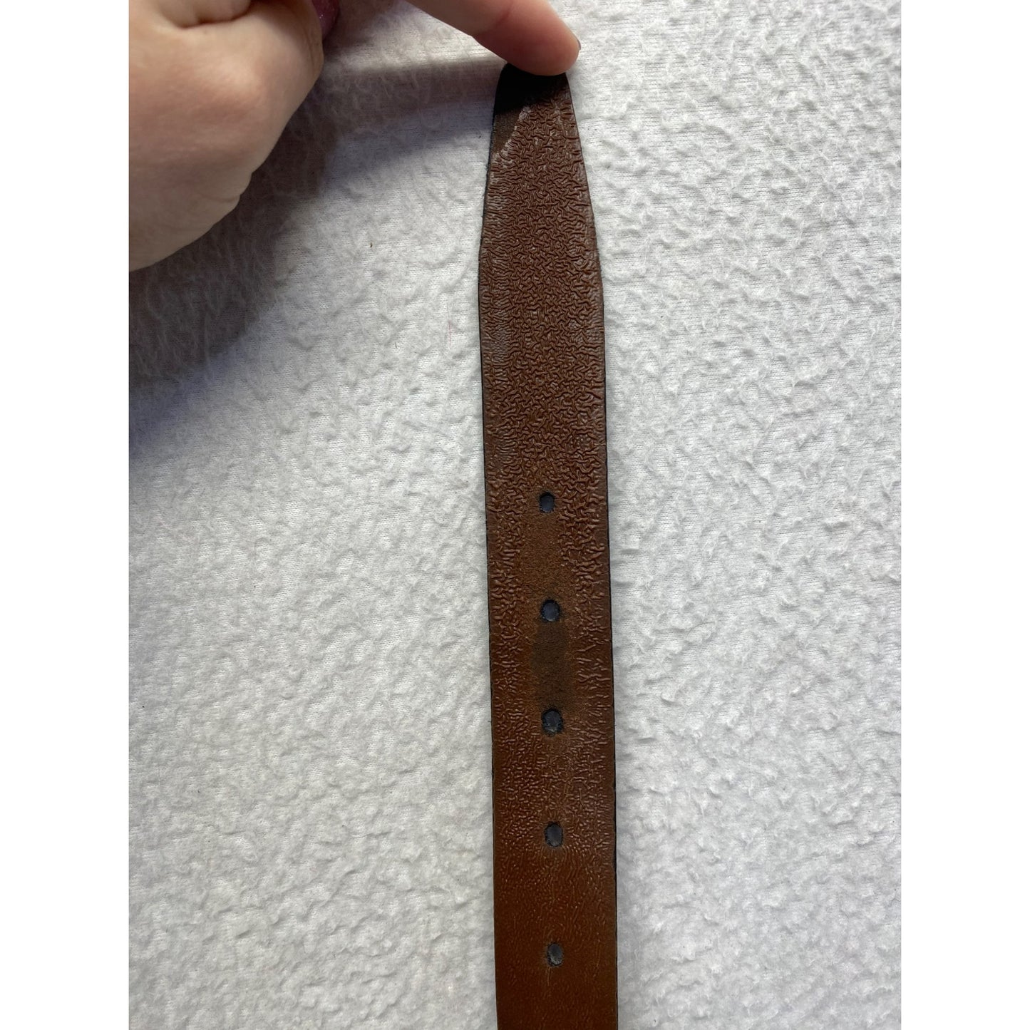 Brown Leather Belt With Silver Buckle Size 38 Mens #5948