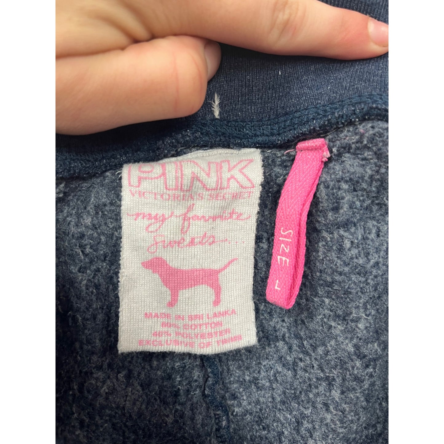 Victorias Secret Pink Jogger Sweatpants Size L W/ Rhinestone Logo #8138