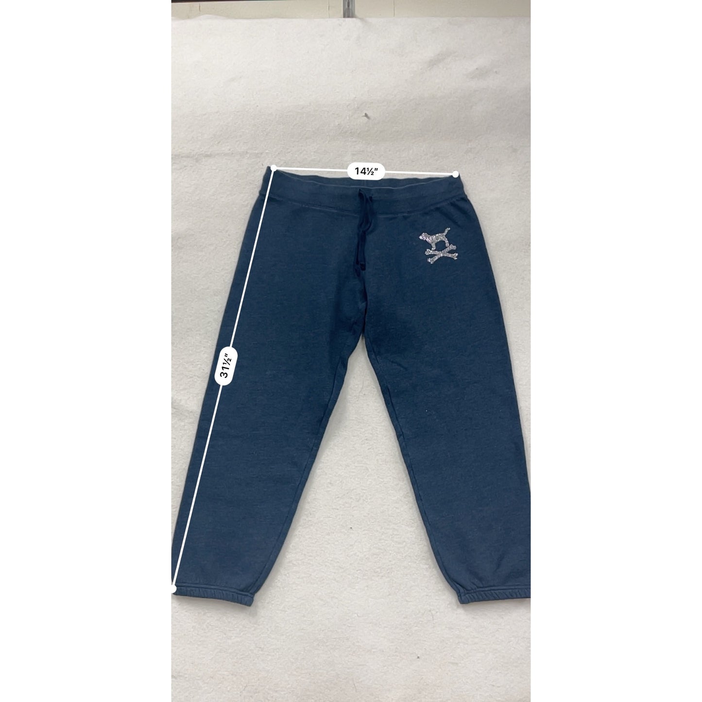 Victorias Secret Pink Jogger Sweatpants Size L W/ Rhinestone Logo #8138