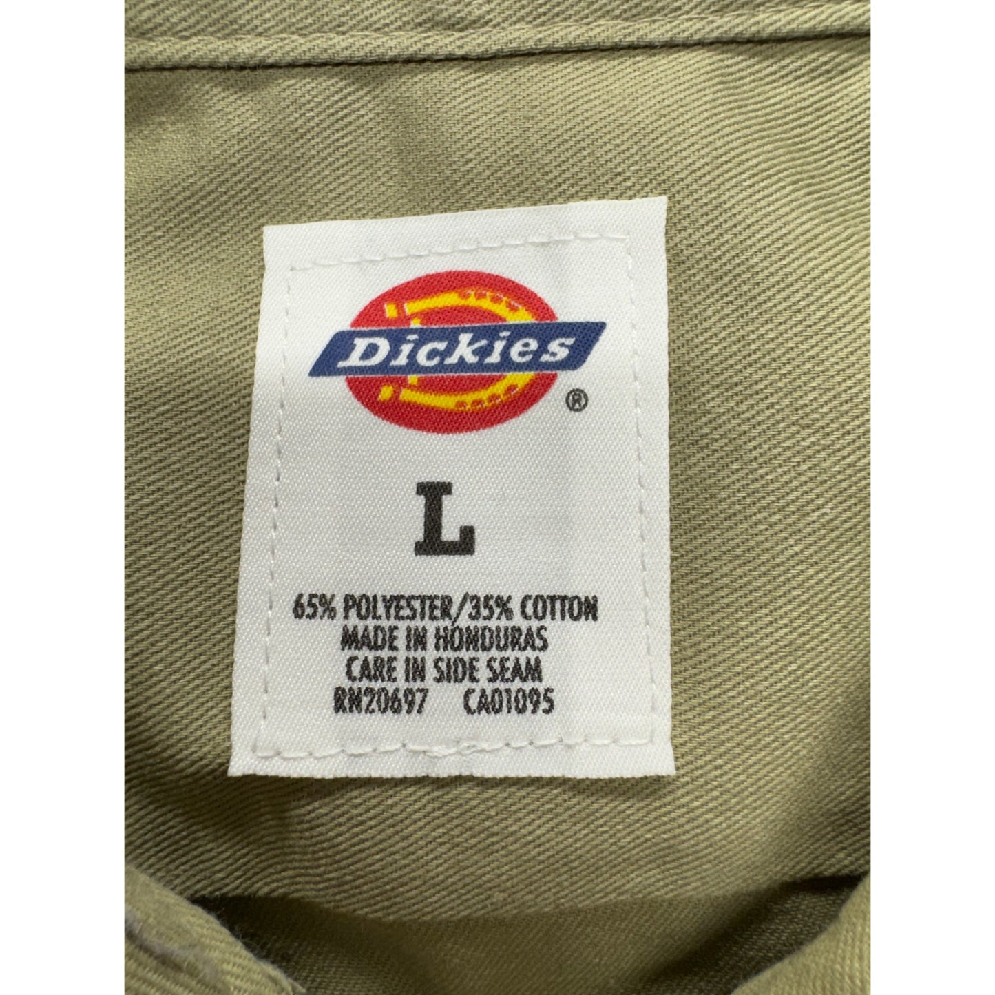 Dickies Mens Khaki Button-Up Long Sleeve Work Shirt L #7807