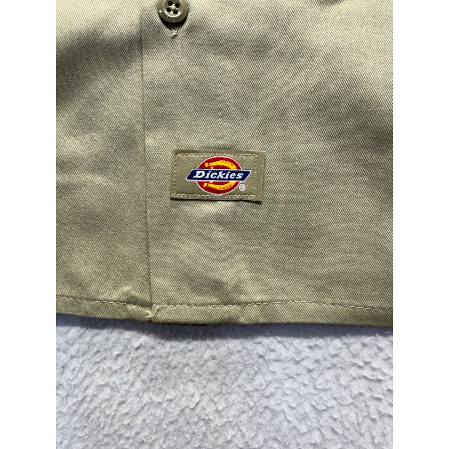 Dickies Mens Khaki Button-Up Long Sleeve Work Shirt L #7807