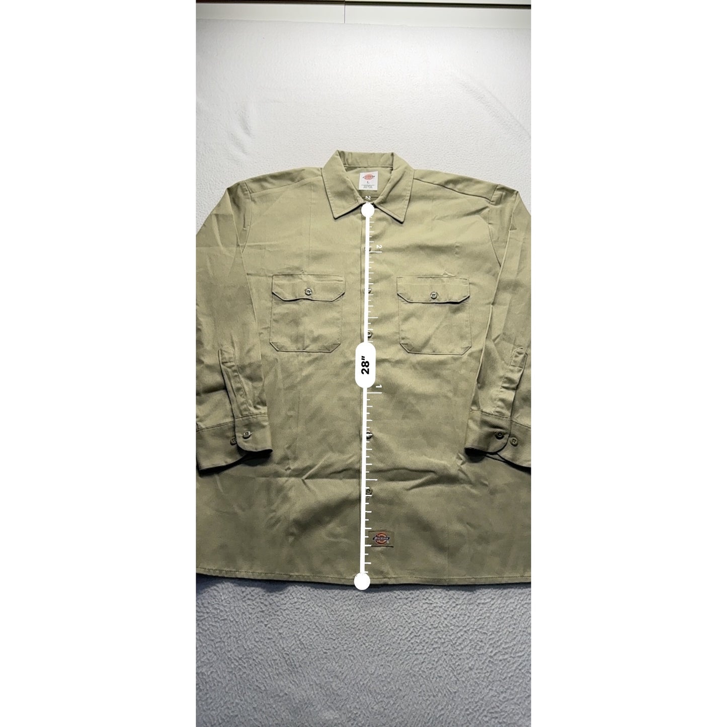Dickies Mens Khaki Button-Up Long Sleeve Work Shirt L #7807