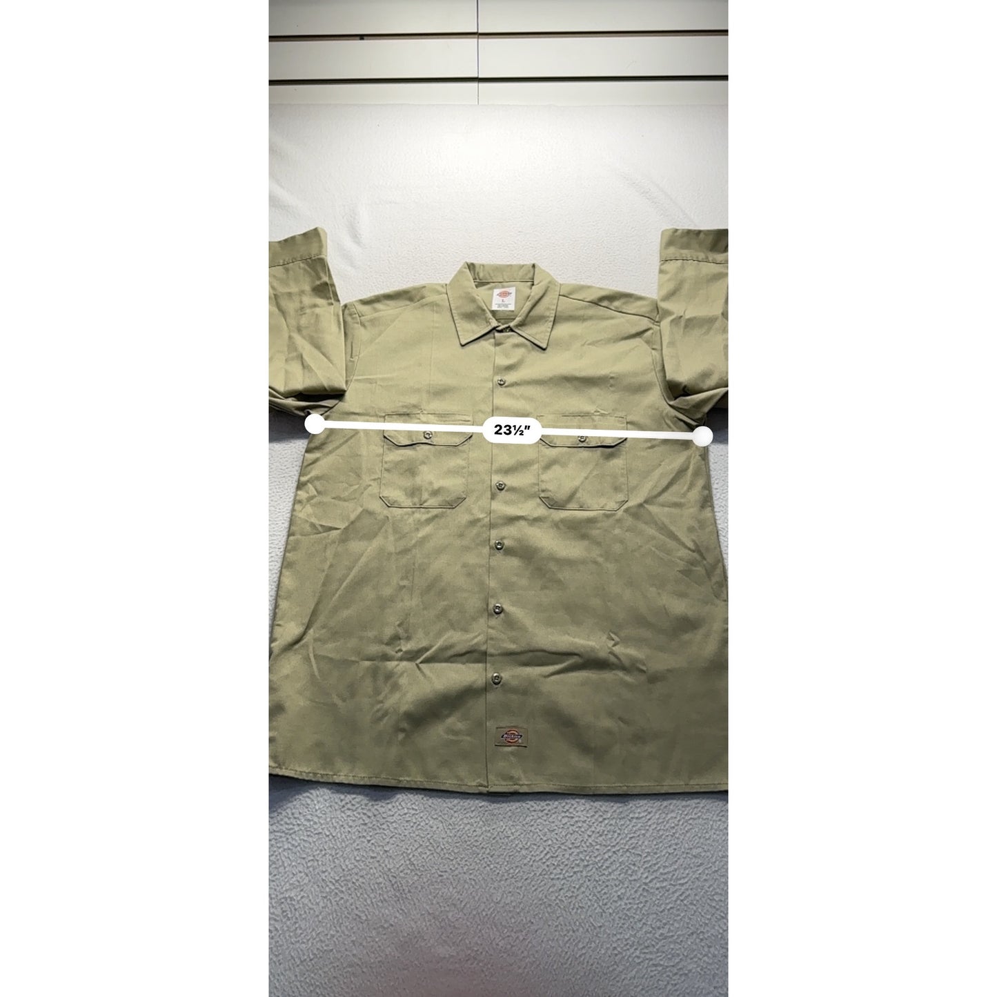 Dickies Mens Khaki Button-Up Long Sleeve Work Shirt L #7807