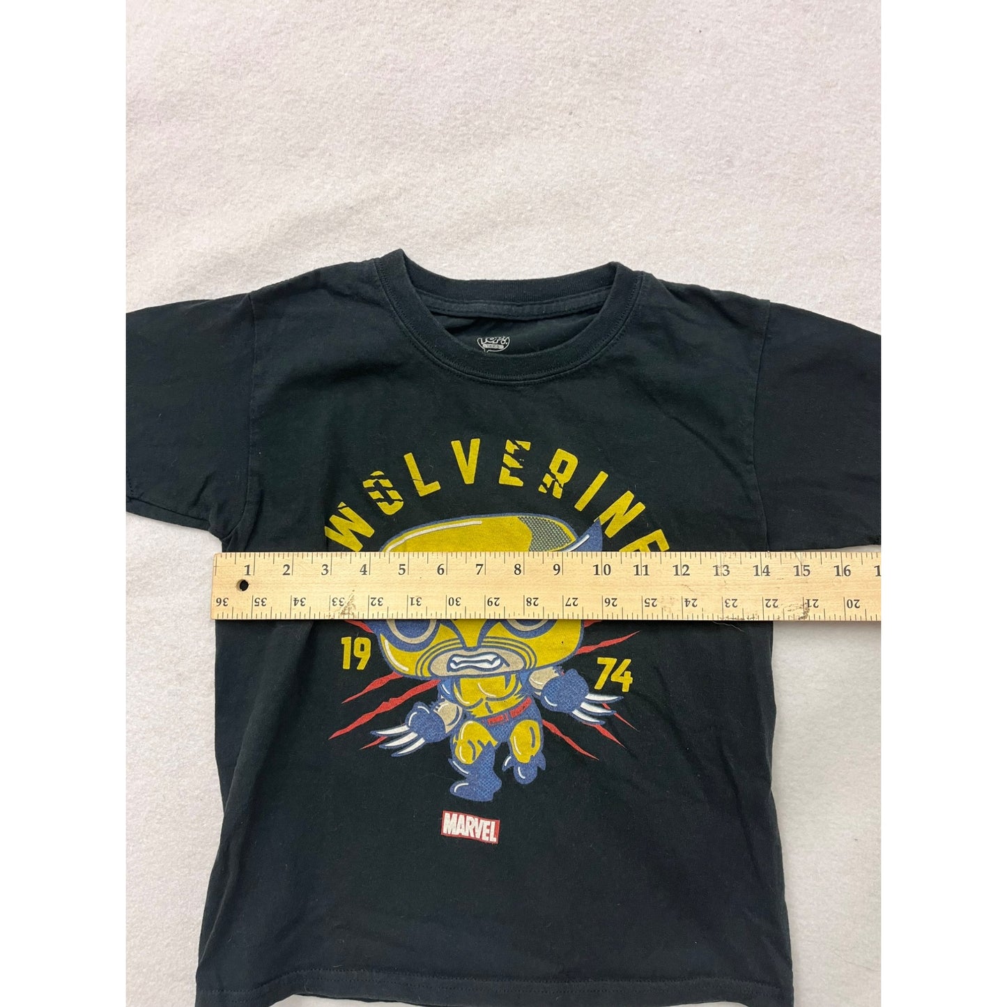 Marvel Pop! Kids Wolverine 1974 Graphic T-Shirt Black Short Sleeve S #6291