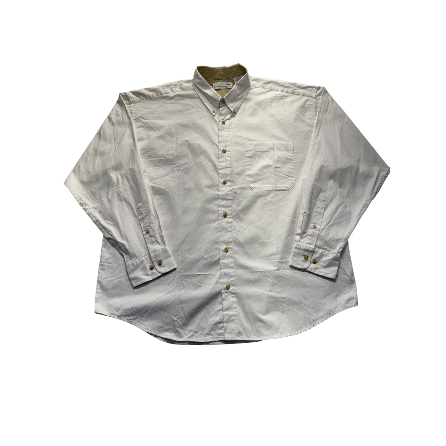 Munsingwear Mens Button-Down White Shirt XL Long Sleeve 100% Cotton #7955