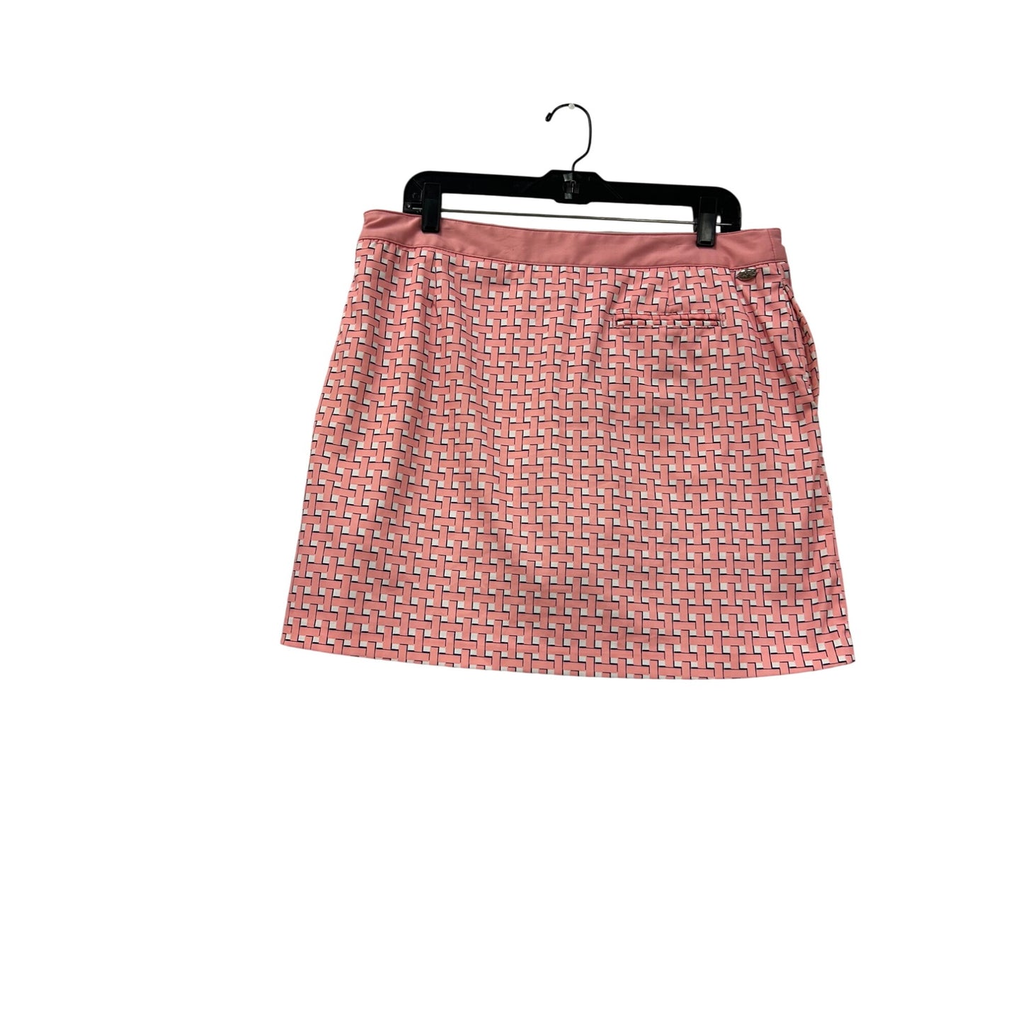 Pink Geometric Print A-Line Mini Skirt With Side Pockets #6992