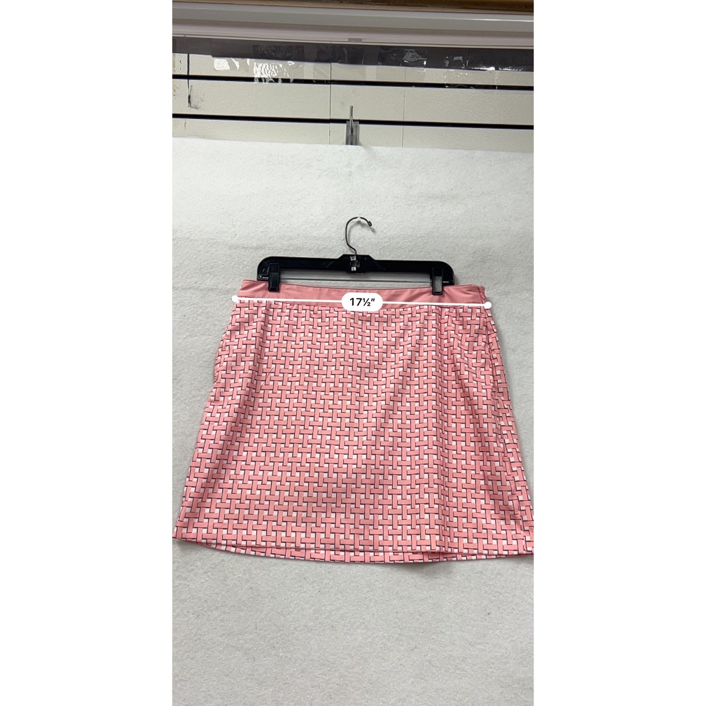 Pink Geometric Print A-Line Mini Skirt With Side Pockets #6992